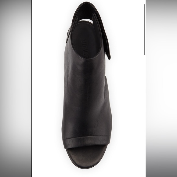 Vince Faye Open Toe Black Leather Bootie - Picture 4 of 8